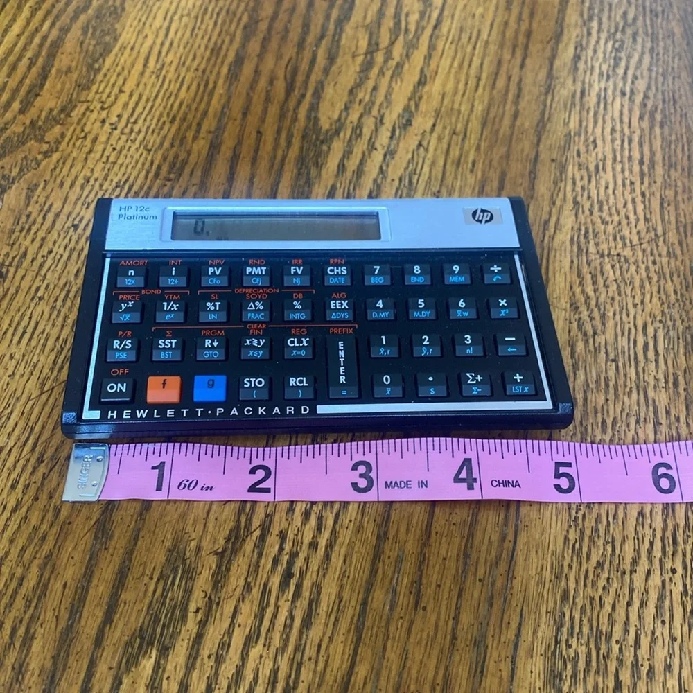 HP 12C Financial Calculator Black and Silver with RPN Functionality